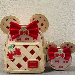 Loungefly Disney Minnie Mouse Cherry Pie Mini Backpack and Coin Purse Set